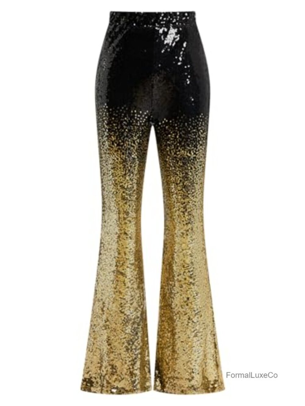 Sparkle Sequin Bell Bottom Flare Pants High Waisted Dance Clubwear